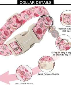 ARING PET Easter Dog Collar-Cute Easter Eggs Dog Collar, Adjustable Easter Pink Striped Pet Collars Puppy Collar with Quick Release Buckle for Girl&Boy Dogs - 3