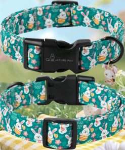 ARING PET Easter Dog Collar-Cute Green Easter Eggs Dog Collar, Adjustable Carrot&Rabbit Pet Collars Puppy Collar Gifts with Quick Release Buckle for Girl&Boy Dogs - 2