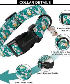 ARING PET Easter Dog Collar-Cute Green Easter Eggs Dog Collar, Adjustable Carrot&Rabbit Pet Collars Puppy Collar Gifts with Quick Release Buckle for Girl&Boy Dogs - 4