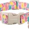 DOGWONG Easter Dog Collar,Cute Bunny Eggs Dog Collar Pink Babbit Pet Collar Girl Dog Collar Puppy Adjustable Soft Dog Collar for Small Dog - 1