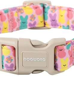 DOGWONG Easter Dog Collar,Cute Bunny Eggs Dog Collar Pink Babbit Pet Collar Girl Dog Collar Puppy Adjustable Soft Dog Collar for Small Dog - 1
