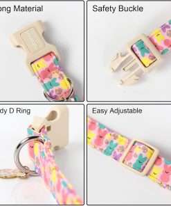 DOGWONG Easter Dog Collar,Cute Bunny Eggs Dog Collar Pink Babbit Pet Collar Girl Dog Collar Puppy Adjustable Soft Dog Collar for Small Dog - 3