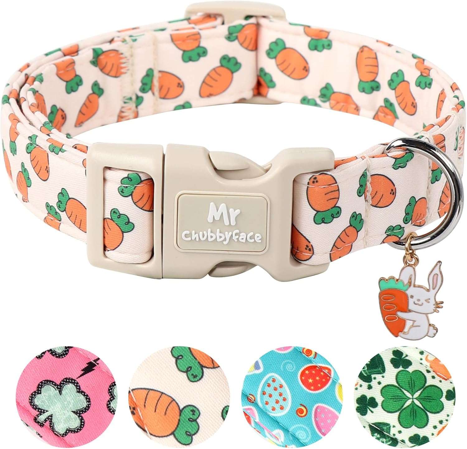 Easter Dog Collar, Cute Carrot Print Dog Collars,Soft Durable Adjustable Colorful Carrot Pet Collar, Cute Easter Collar Gifts for Small Medium Large Dogs - 1
