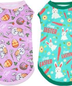 Easter Dog Shirts for XS Small Dog Girl Boy Male Female Cat Doggie Puppy Sleeveless Tank Top Tee Vest T Shirts Outfit Pack 2 - 1