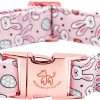 Elegant little tail Easter Dog Collar, Bunny Eggs Print Dog Collar Pet Collar Pink Collar Girl or Boy Dog Collar Puppy Pet Gift Adjustable Dog Collar for X-Small Dogs - 1