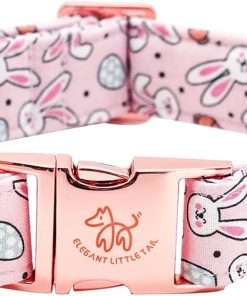 Elegant little tail Easter Dog Collar, Bunny Eggs Print Dog Collar Pet Collar Pink Collar Girl or Boy Dog Collar Puppy Pet Gift Adjustable Dog Collar for X-Small Dogs - 1