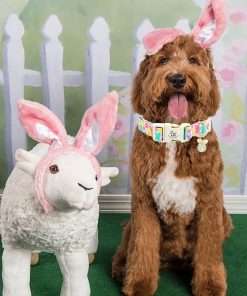 Elegant little tail Easter Dog Collar,Bunny Pattern Pet Collar Pink Durable Holiday Female or Male Adjustable Cotton Pet Collar with Quick Release Buckle for X-Small Puppy - 5