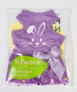 Fitwarm Easter Bunny Dog Dress, Holiday Dog Clothes for Small Dogs Girl, Pet Easter Outfit, Purple, White, XS - 8