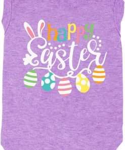 Happy Easter Shirts for Dog Funny Print Vest for Small Medium Large Dogs Soft and Light-Weight T Shirts Gift for Puppy (Small, Purple) - 1