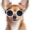Dog Goggles for Small Breed UV-Wind-Dust Protection Puppy Sunglasses with Adjustable Strap - White - 1