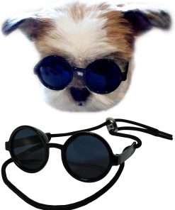 G016 Small Breed Dog up to 15lbs Pet Cat Round Tiny Sunglasses (Black) - 1