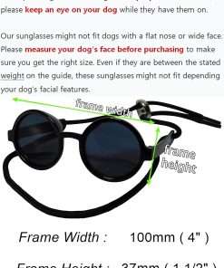 G016 Small Breed Dog up to 15lbs Pet Cat Round Tiny Sunglasses (Black) - 2