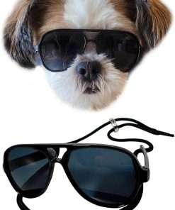 G029 Small Dog Breed up to 15lbs Cat Pet Aviator Sunglasses Glasses (Black) - 1