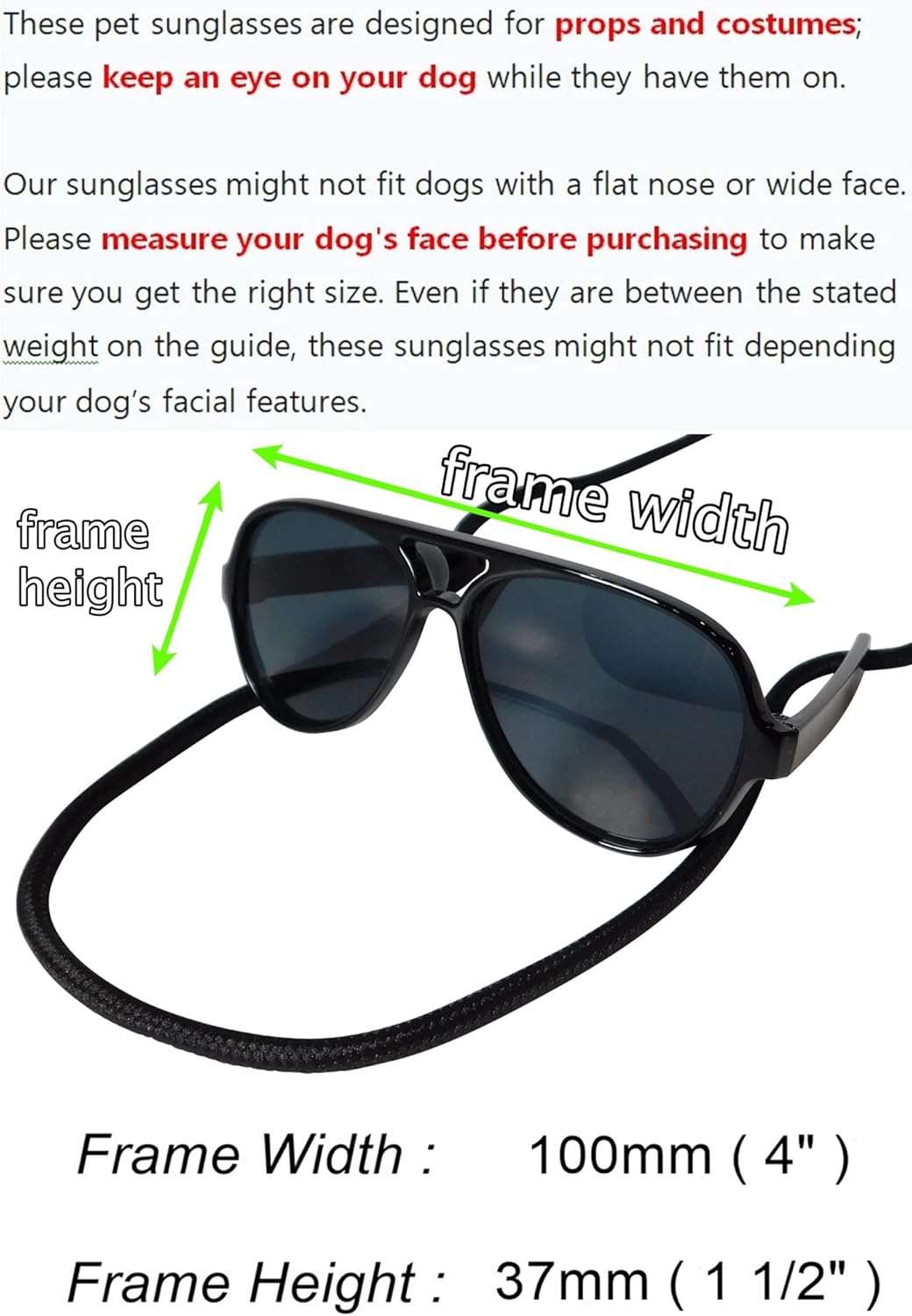 G029 Small Dog Breed up to 15lbs Cat Pet Aviator Sunglasses Glasses (Black) - 3 G029 Small Dog Breed up to 15lbs Cat Pet Aviator Sunglasses Glasses (Black) - 3