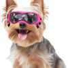 PETLESO Dog Goggles Small Breed, Dog Sunglasses Small Breed Dog Eye Sun Light Protection, UV Protection Goggles for Dog with Adjustable Straps, Small Pink - 1