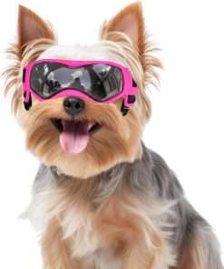 PETLESO Dog Goggles Small Breed, Dog Sunglasses Small Breed Dog Eye Sun Light Protection, UV Protection Goggles for Dog with Adjustable Straps, Small Pink - 1