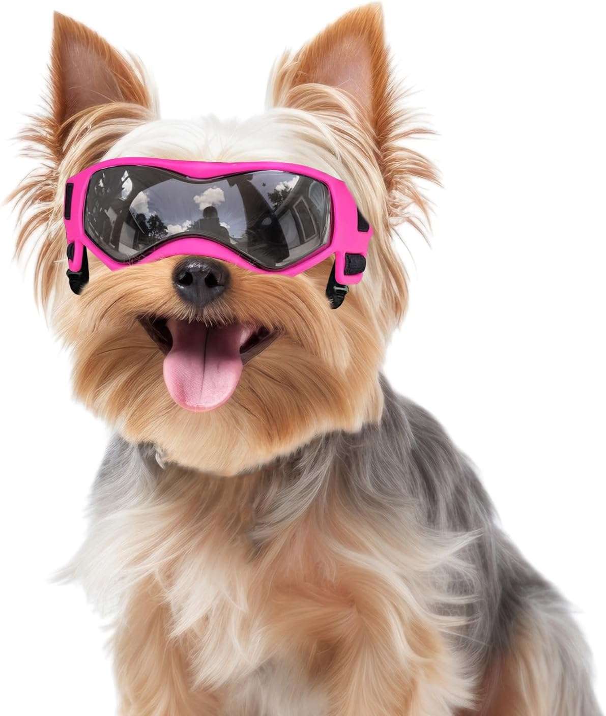 PETLESO Dog Goggles Small Breed, Dog Sunglasses Small Breed Dog Eye Sun Light Protection, UV Protection Goggles for Dog with Adjustable Straps, Small Pink - 1