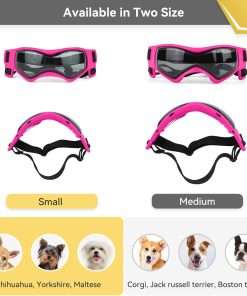PETLESO Dog Goggles Small Breed, Dog Sunglasses Small Breed Dog Eye Sun Light Protection, UV Protection Goggles for Dog with Adjustable Straps, Small Pink - 4