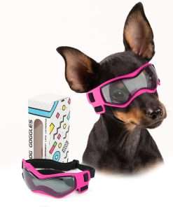 PETLESO Small Breed Dog Goggles, UV Protection Sunglasses for Outdoor Riding, Pink - 1