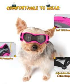 PETLESO Small Breed Dog Goggles, UV Protection Sunglasses for Outdoor Riding, Pink - 2