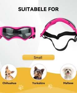PETLESO Small Breed Dog Goggles, UV Protection Sunglasses for Outdoor Riding, Pink - 4