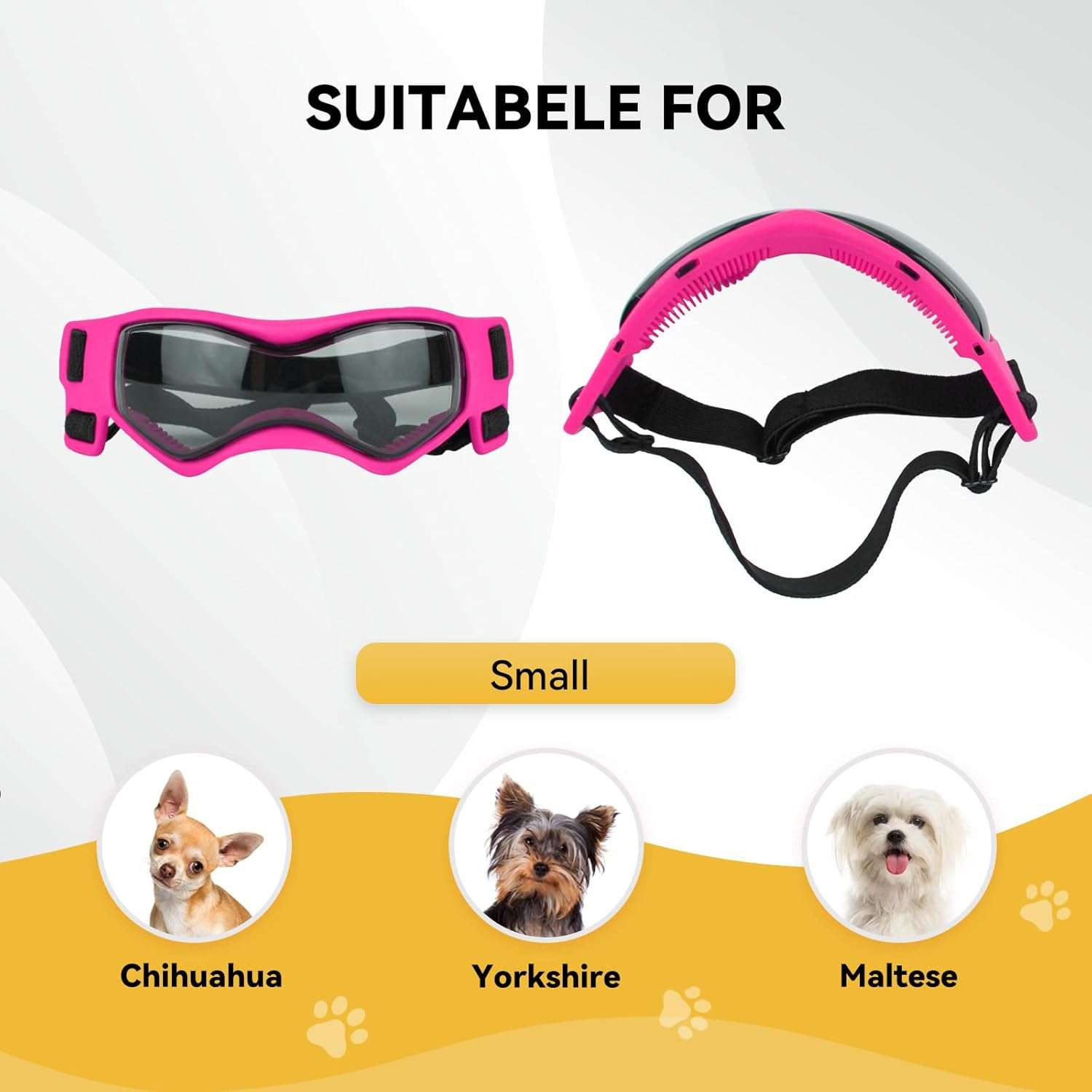 PETLESO Small Breed Dog Goggles, UV Protection Sunglasses for Outdoor Riding, Pink - 4