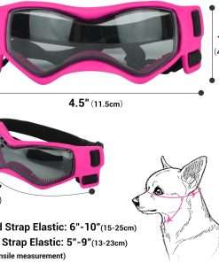 PETLESO Small Breed Dog Goggles, UV Protection Sunglasses for Outdoor Riding, Pink - 5