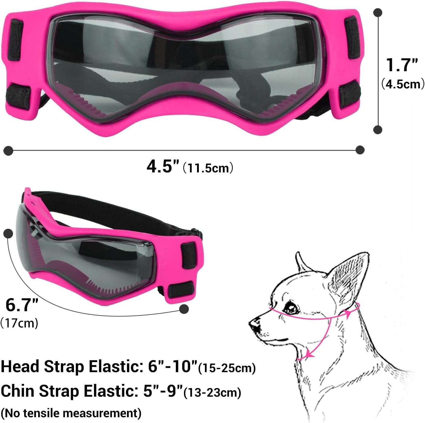 PETLESO Small Breed Dog Goggles, UV Protection Sunglasses for Outdoor Riding, Pink - 5