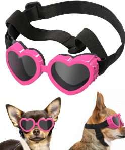 Small Dog Sunglasses UV Protection Goggles Eye Wear Protection with Adjustable Strap Doggy Heart Shape Anti-Fog Sunglasses for Pet Dogs Sun Glasses Doggie Windproof Glasses - 1