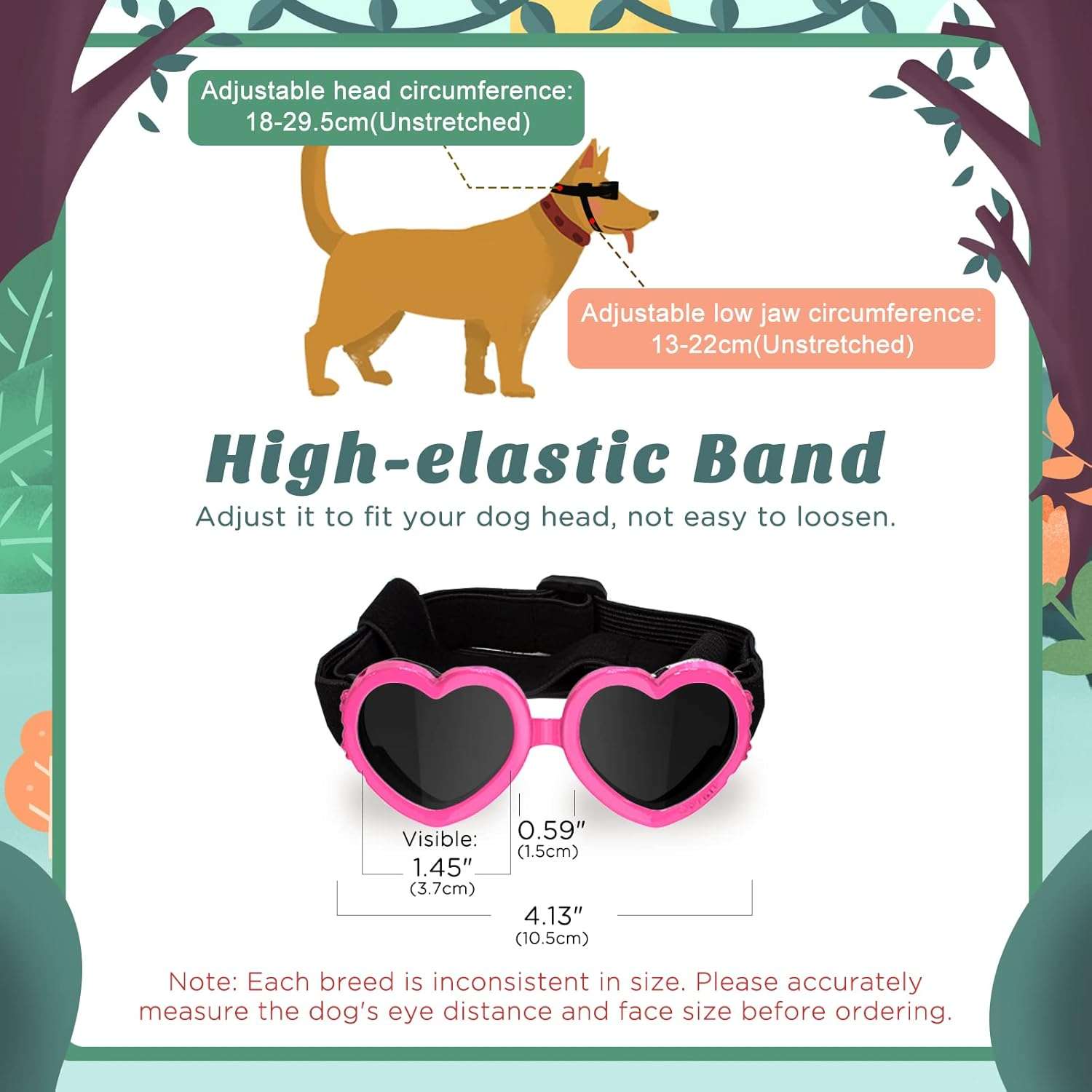 thumbnail image 2 of Small Dog Sunglasses - UV Protection Goggles With Adjustable Strap, Green 2 of 12