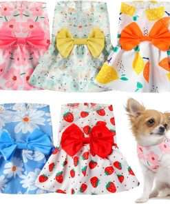 5 Pieces Dog Clothes Girl Dog Dresses Floral Puppy Dresses Pet Cat Princess Bowknot Clothes Cute Puppy Summer Outfits for Yorkie Female Cat Pets, 5 Styles - 1