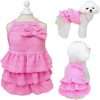 Cat Dresses for Cats Only, Pink Dog Dresses for Small Dogs Girl with Ruffles Bow Decor,Cute Summer Girl Dog Clothes,Sleeveless Small Dog Tiered Layer Cake Dress,Chihuahua Yorkie Clothes - 1
