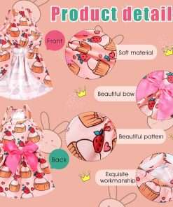 Frienda 6 Pieces Bowknot Princes Puppy Dog Dress Floral Vest Skirt Summer Pet Dress Dog Cute Rosette Sundress Apparel for Puppy Cat Pet - 3