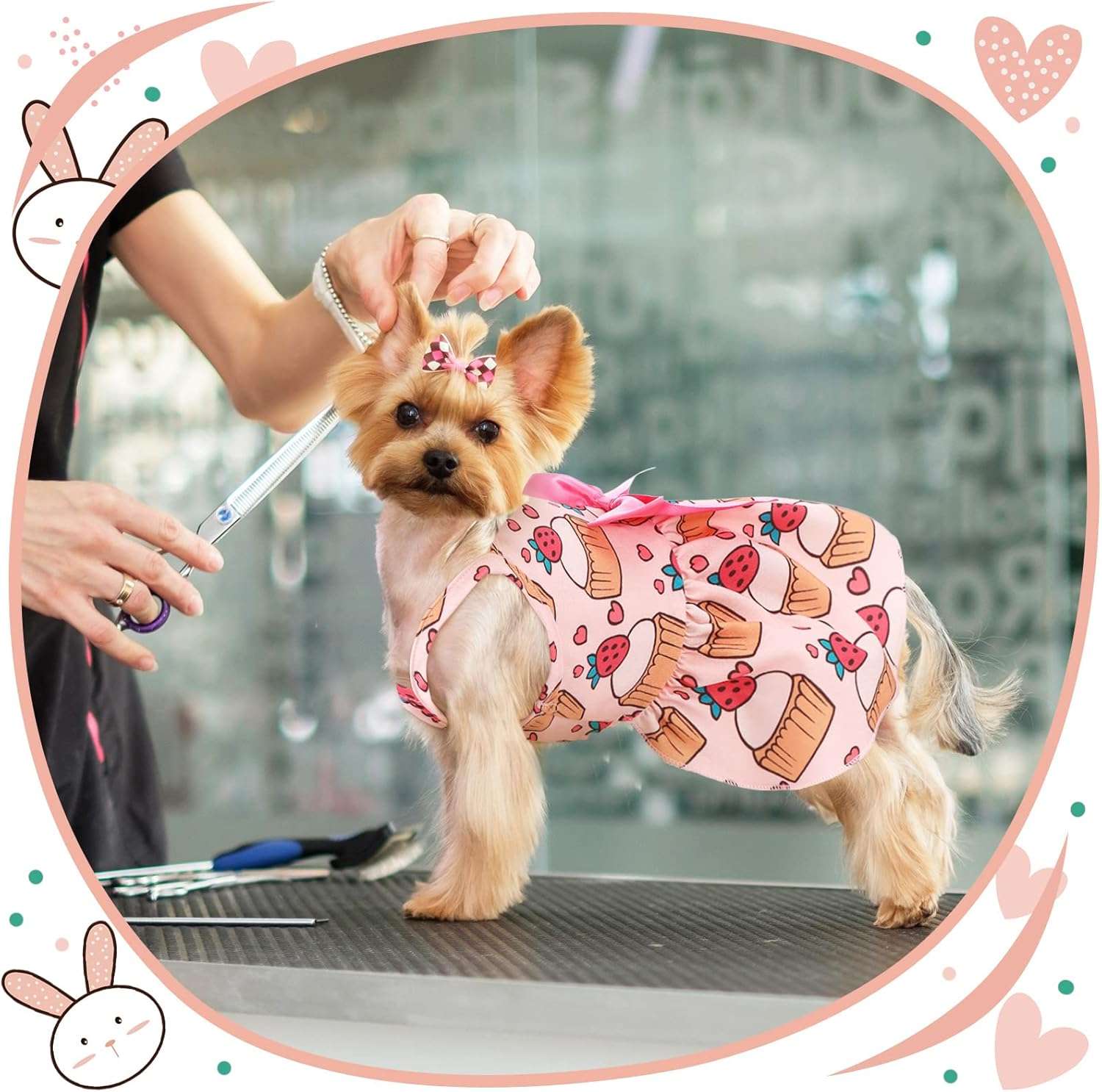 Frienda 6 Pieces Bowknot Princes Puppy Dog Dress Floral Vest Skirt Summer Pet Dress Dog Cute Rosette Sundress Apparel for Puppy Cat Pet - 5