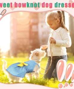 Frienda 6 Pieces Bowknot Princes Puppy Dog Dress Floral Vest Skirt Summer Pet Dress Dog Cute Rosette Sundress Apparel for Puppy Cat Pet - 6