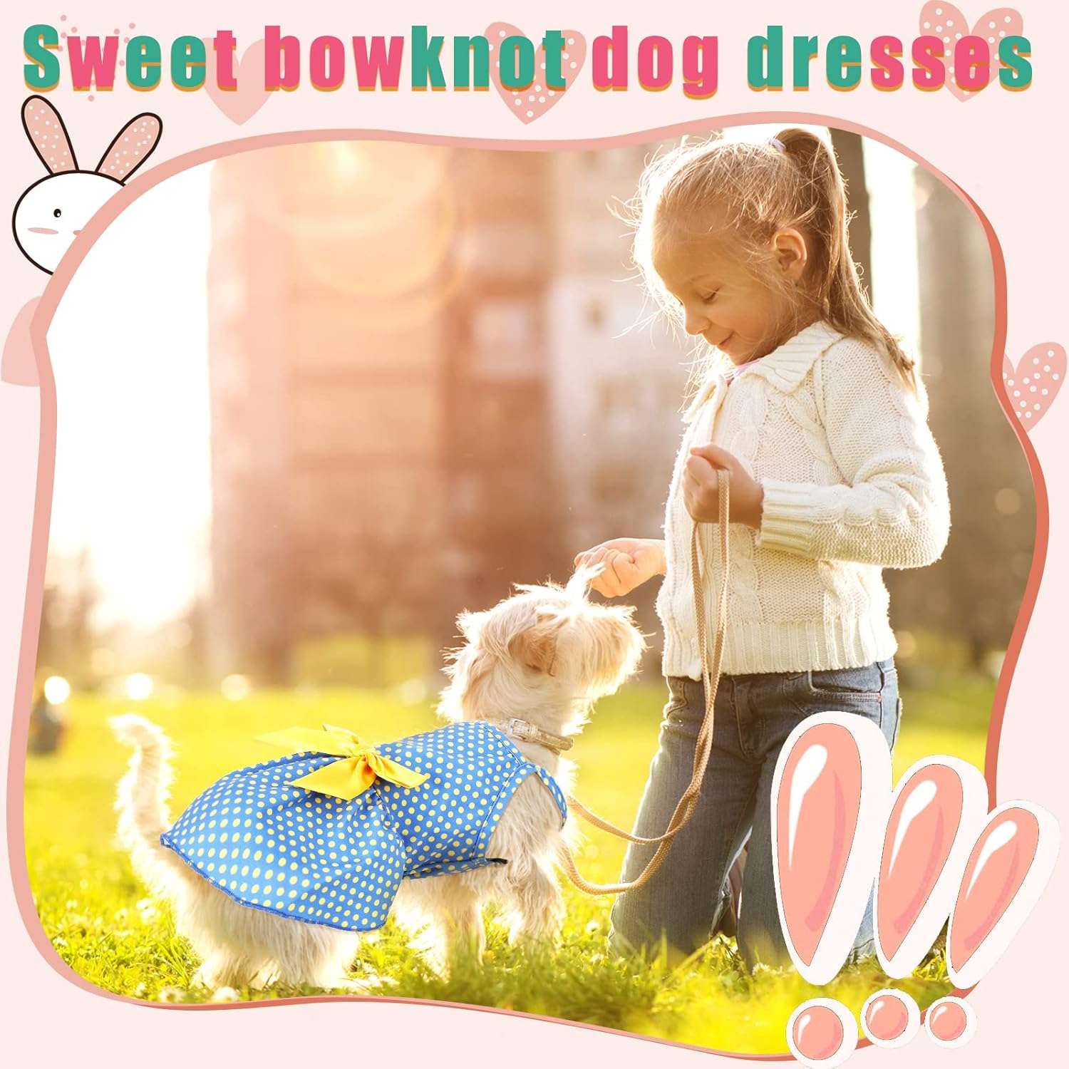 Frienda 6 Pieces Bowknot Princes Puppy Dog Dress Floral Vest Skirt Summer Pet Dress Dog Cute Rosette Sundress Apparel for Puppy Cat Pet - 6