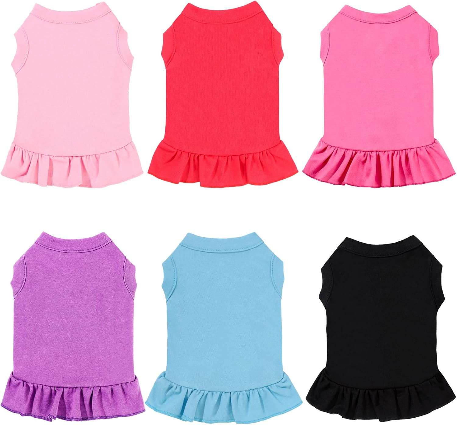 Weewooday 6 Pieces Dog Dresses Shirt Skirt Dog Sleeveless Dress Breathable Pet Shirts with Ruffles Pet Sundress Outfits for and Cats - 1