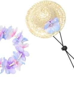1 Set Pet Straw Hat Garland Funny Dog Hat Pet Beach Apparel Dog Sun Visor Cap Puppy Straw Hat Puppy Beach Hat Chihuahua Clothes Fashion Dog Hat Polyester Wreath Vacation Crown - 1