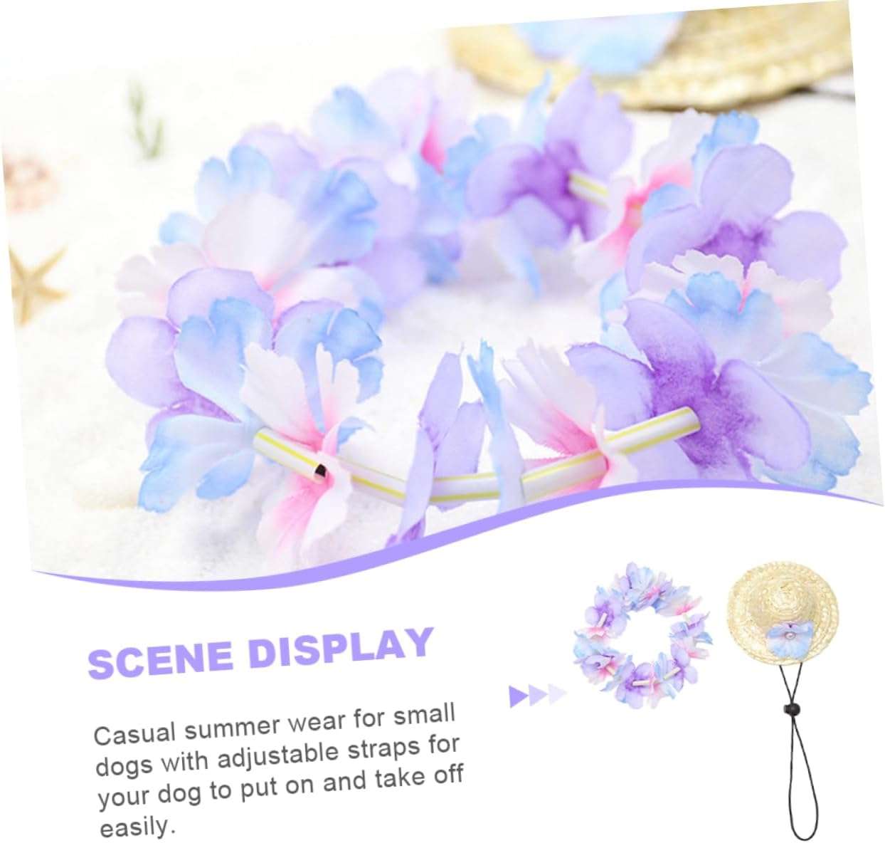 1 Set Pet Straw Hat Garland Funny Dog Hat Pet Beach Apparel Dog Sun Visor Cap Puppy Straw Hat Puppy Beach Hat Chihuahua Clothes Fashion Dog Hat Polyester Wreath Vacation Crown - 6