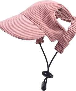 Dog Baseball Cap, Dog Cat Summer Beach Visor Hat with Ear Holes, Adjustable Puppy Sunbonnet Headdress (Pink, Small) - 1