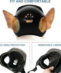 Dog Helmets for Small Dogs with Ear Holes, Hard Safety Pet Dog Hat for Puppy, Windproof Doggies Motorcycle Helmets for Outdoor Riding Hiking Cycling (Black) - 2