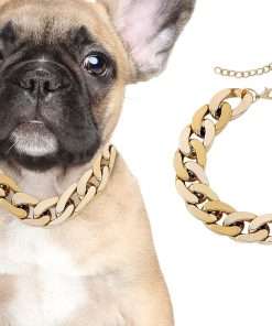 Gold Link Chain Necklace for Dogs - 27 cm - Tiny Bling for Small Dog or Puppy - Lightweight Braided Metal Look - Fits Chihuahua, Yorkie, Mini Breeds - Cute Pet Jewelry and Accessories - 1