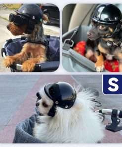 Lesypet Dog Helmet, Motorcycle Safety Hat for Cats and Small Dogs' Biking Cycling, Black S - 6