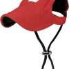 Pawaboo Dog Baseball Cap, Adjustable Dog Outdoor Sport Sun Protection Baseball Hat Cap Visor Sunbonnet Outfit with Ear Holes for Puppy Small Dogs, Small, Red - 1