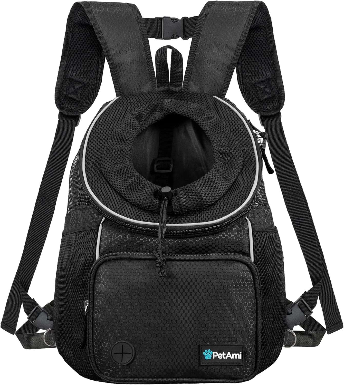 PetAmi Adjustable Dog & Cat Chest Carrier Backpack, Ventilated for Hiking, Camping & Travel, Max 10 lbs, Black - 1