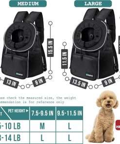 PetAmi Adjustable Dog & Cat Chest Carrier Backpack, Ventilated for Hiking, Camping & Travel, Max 10 lbs, Black - 3