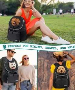 PetAmi Adjustable Dog & Cat Chest Carrier Backpack, Ventilated for Hiking, Camping & Travel, Max 10 lbs, Black - 6