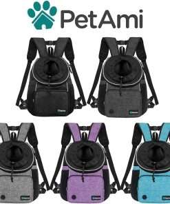 PetAmi Adjustable Dog & Cat Chest Carrier Backpack, Ventilated for Hiking, Camping & Travel, Max 10 lbs, Black - 7