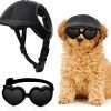 Small Dog Helmet and Goggles Set, UV Protection Pet Sunglasses and Safety Motorcycle Helmet Hats, Adjustable Belt with Ear Hole for Doggy Puppy Hiking, Motorcycling, Biking, Riding - 1