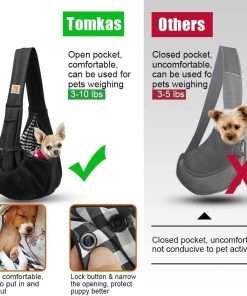 Tomkas Small Dog Sling Carrier - Classic Pocket & Classic Strap - for 3-10 lbs Pets(Black) - 7